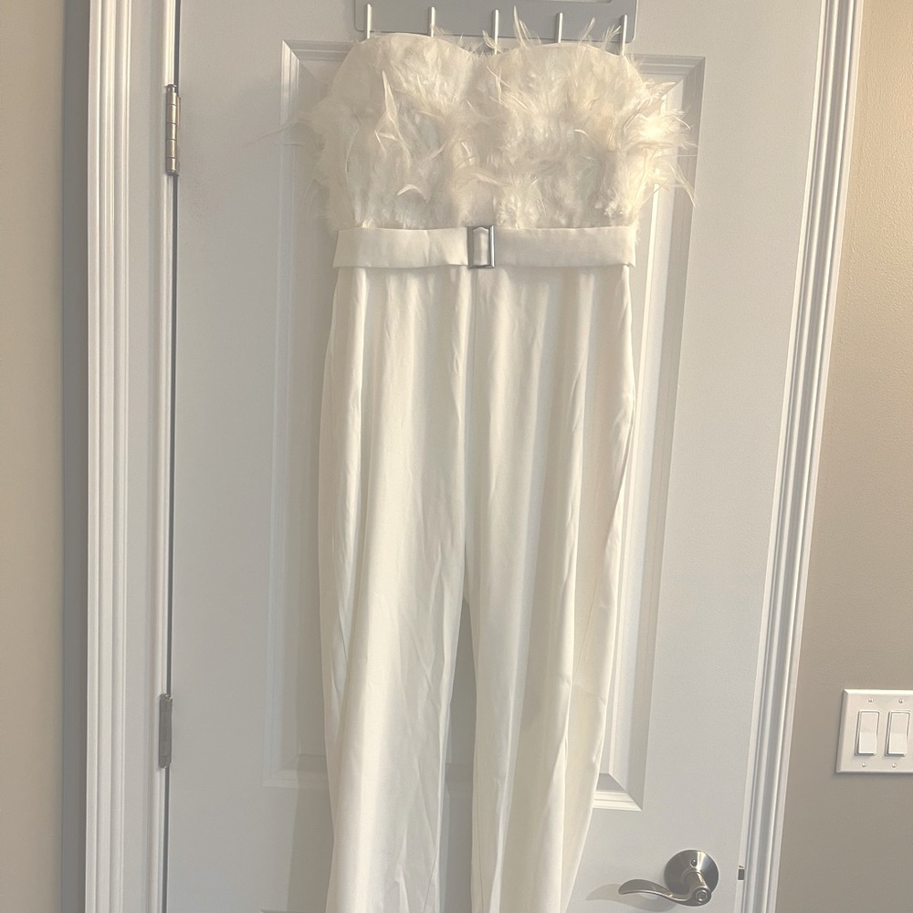 Feather Jumpsuit with Belt